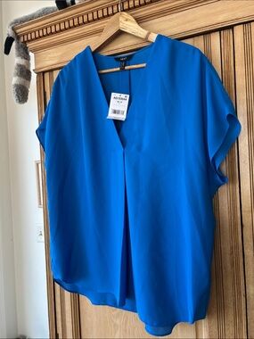 NWT - Next  Electric Blue V-Neck Short Sleeve Blouse